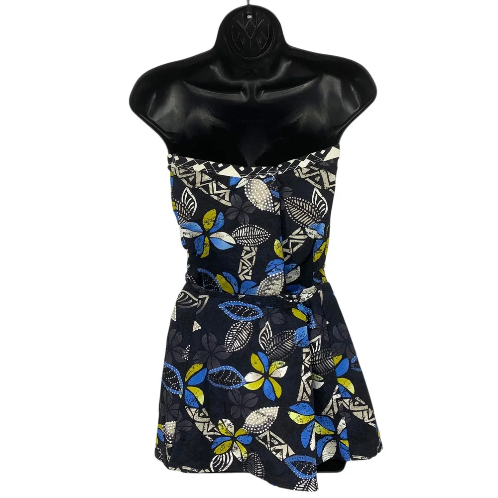 Vintage Y2K Jag Sz 38D/L Black Floral Bandeau Tankini Swimsuit Skirtini - Picture 9 of 9